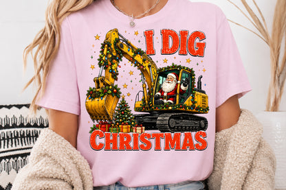 I Dig Christmas Excavator Santa PNG Sublimation