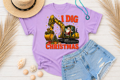 I Dig Christmas Excavator Santa PNG Sublimation