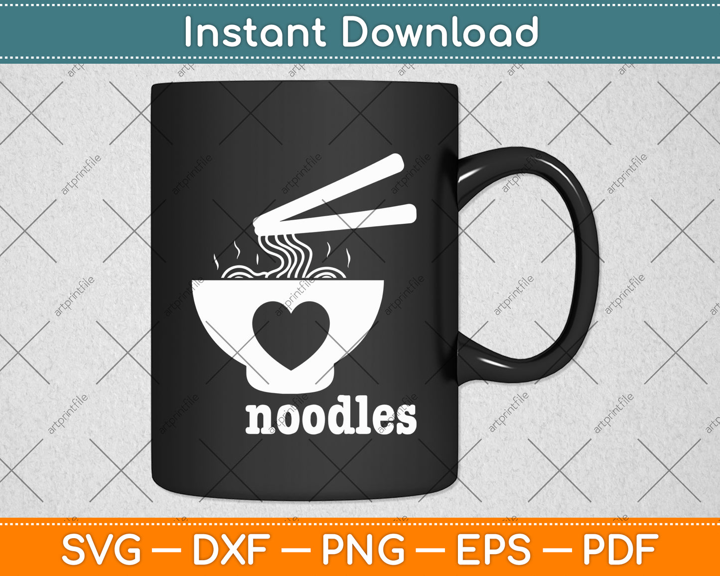 I Heart Bowls of Noodles When I Eat Them Svg Digital Cutting File