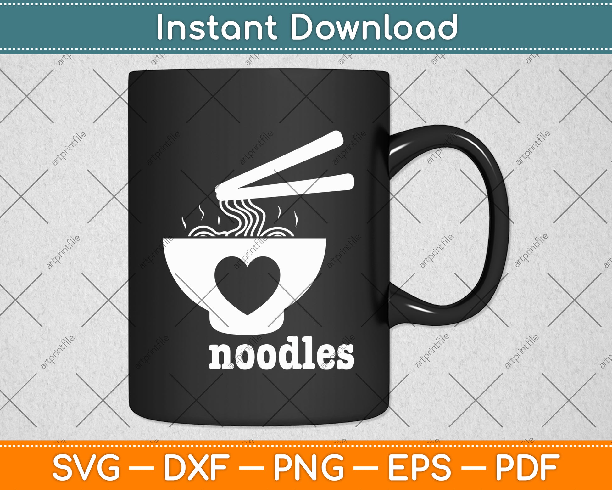 I Heart Bowls of Noodles When I Eat Them Svg Digital Cutting File
