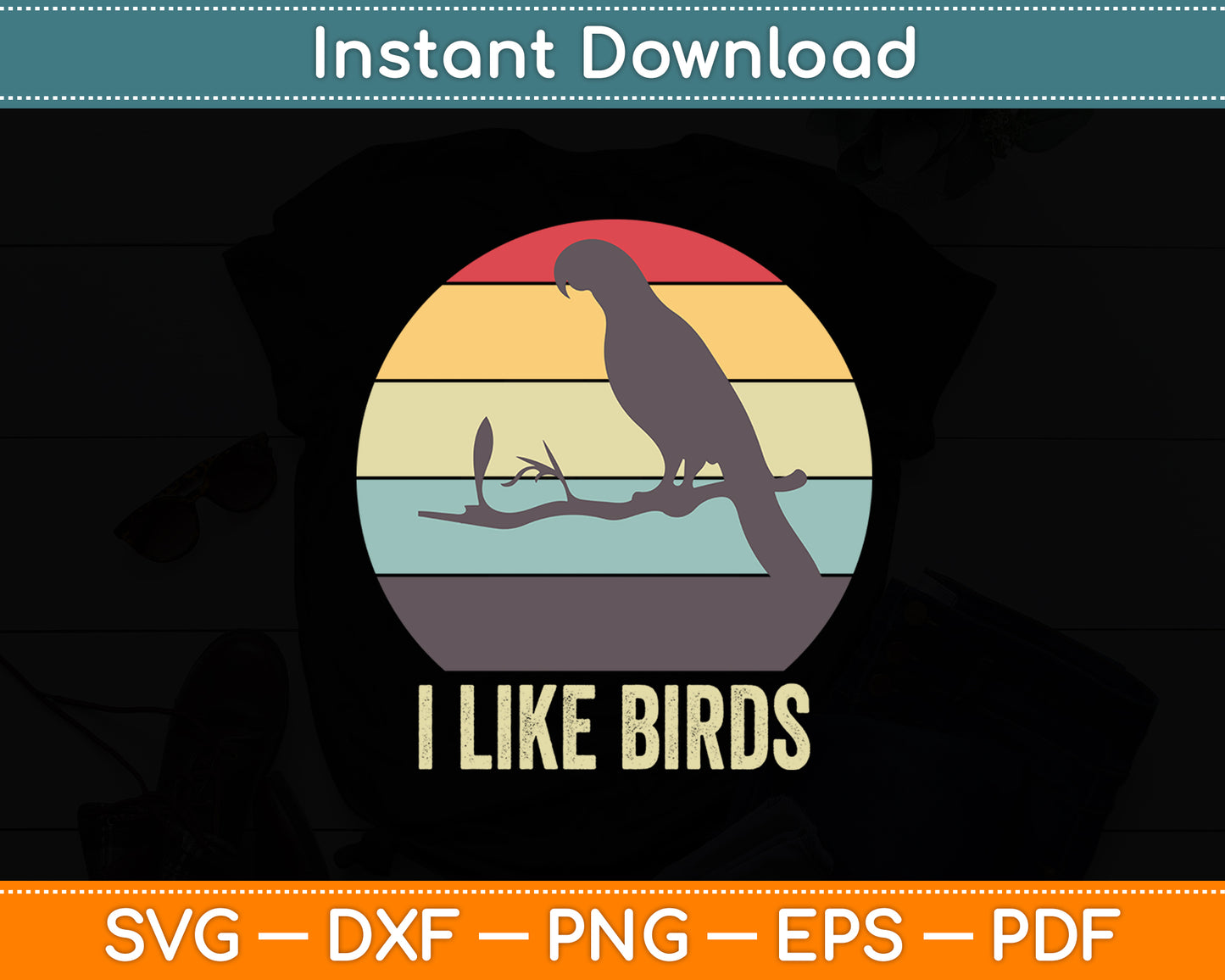 I Like Birds Parrot Vintage Svg Digital Cutting File