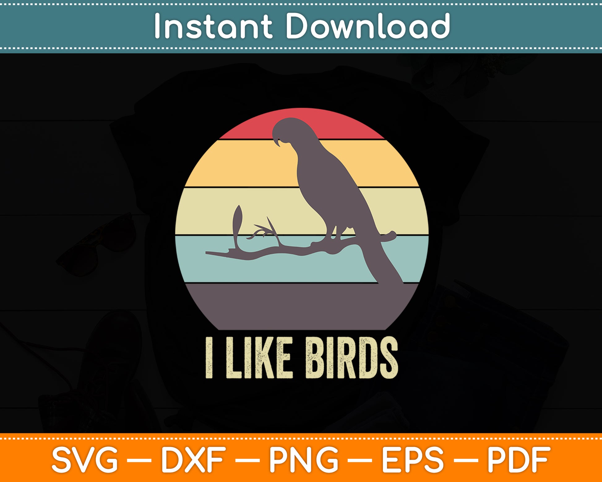 I Like Birds Parrot Vintage Svg Digital Cutting File
