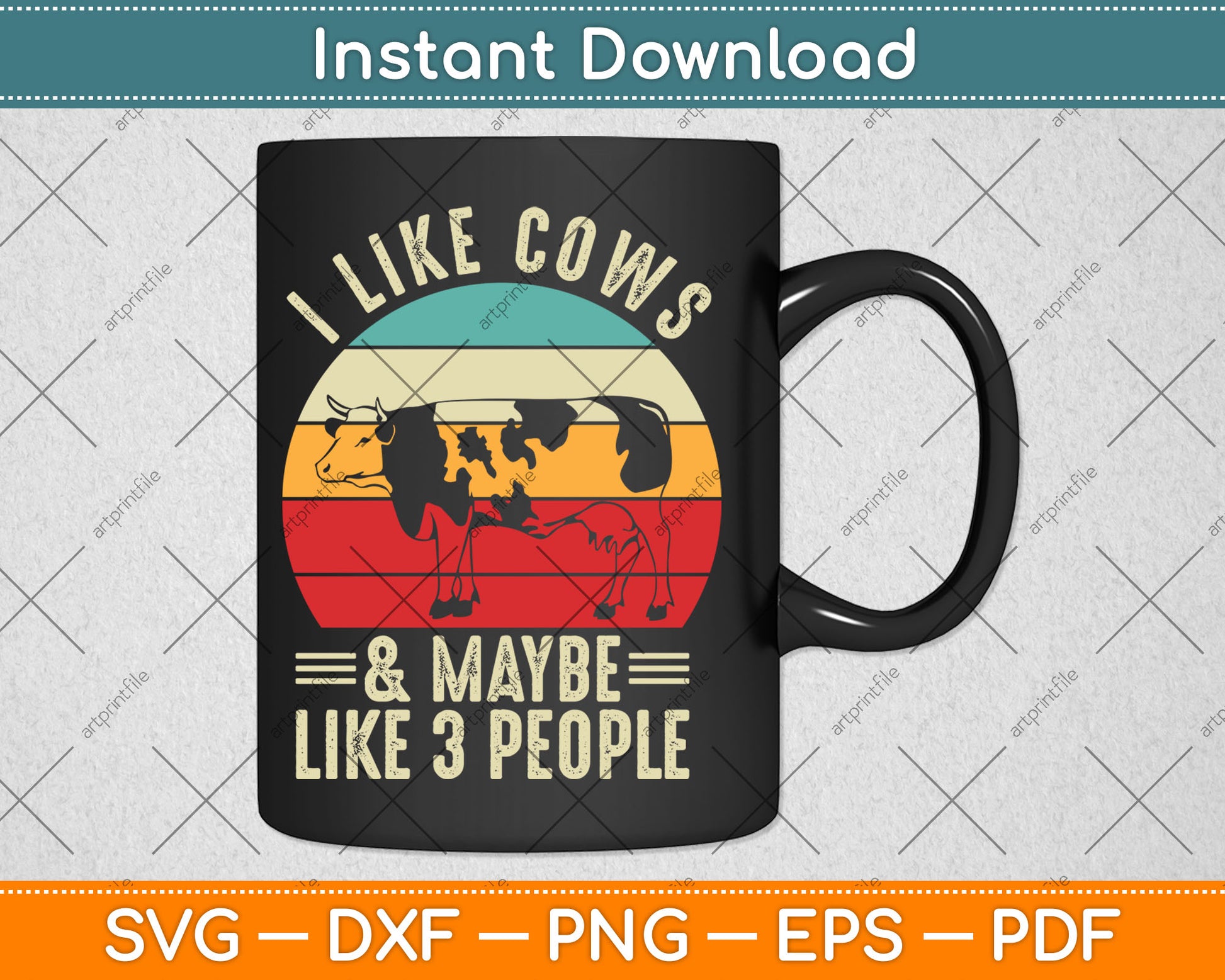 I Like Cows And Maybe Like 3 People Cow Farm Farmer Retro Svg Digital Cutting File