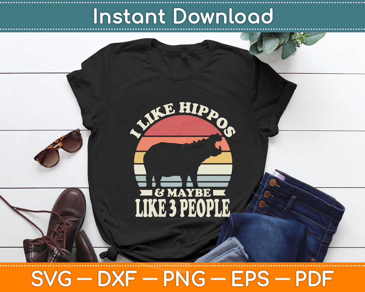 I Like Hippos And Maybe Like 3 People Hippopotamus Svg Png Dxf Cutting File