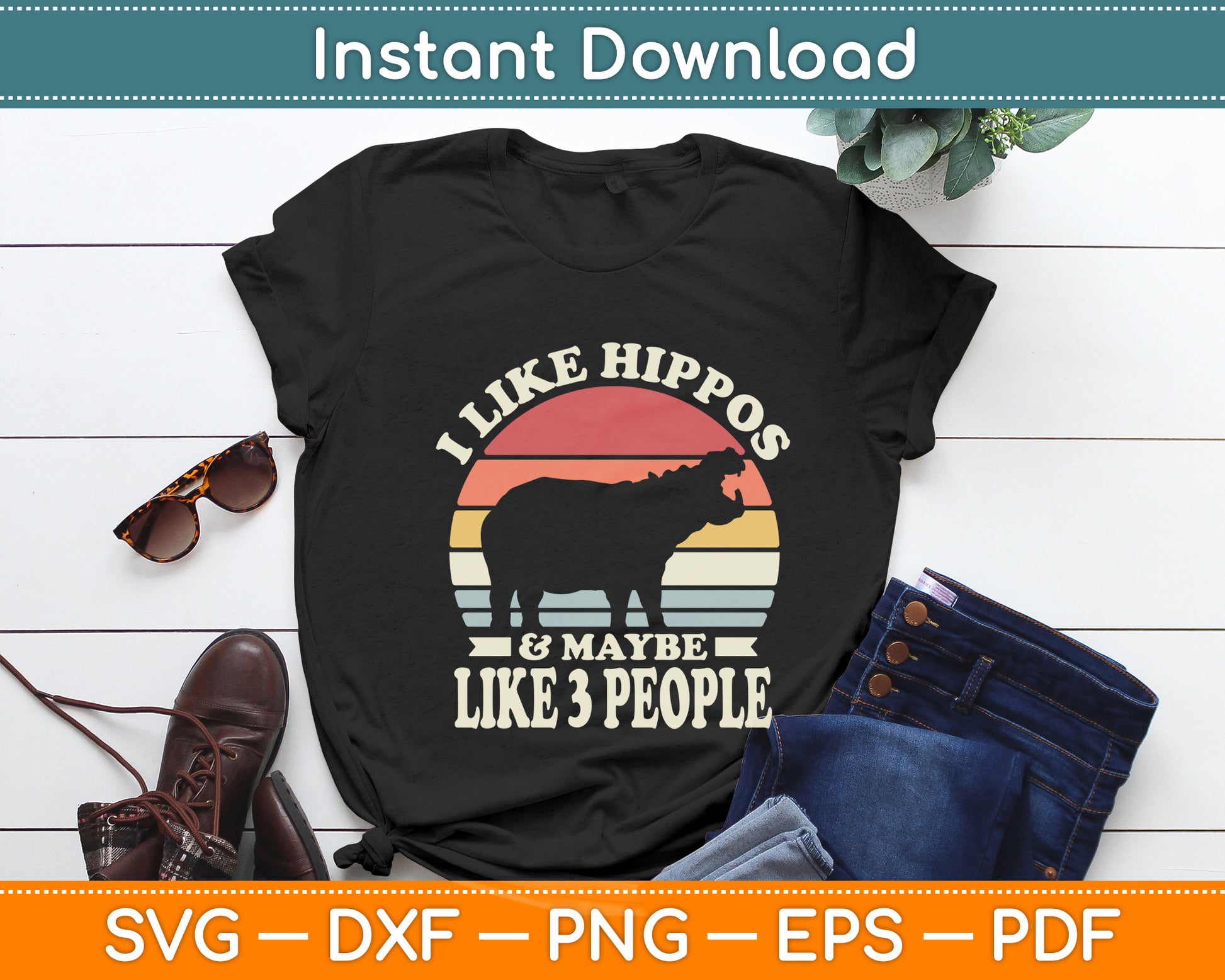 I Like Hippos And Maybe Like 3 People Hippopotamus Svg Png Dxf Cutting File