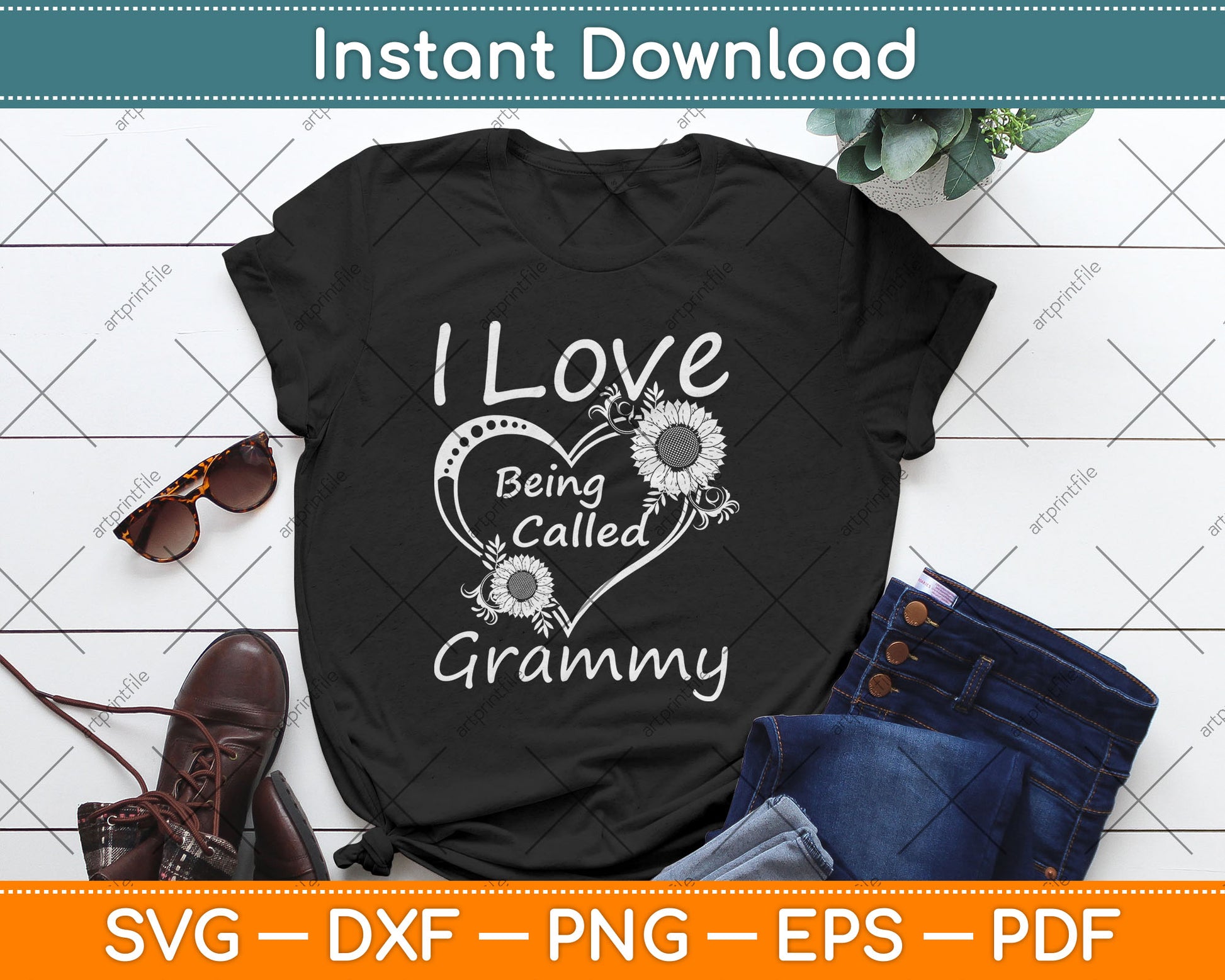 I Love Being Called Grammy Sunflower Heart Svg Digital Cutting File