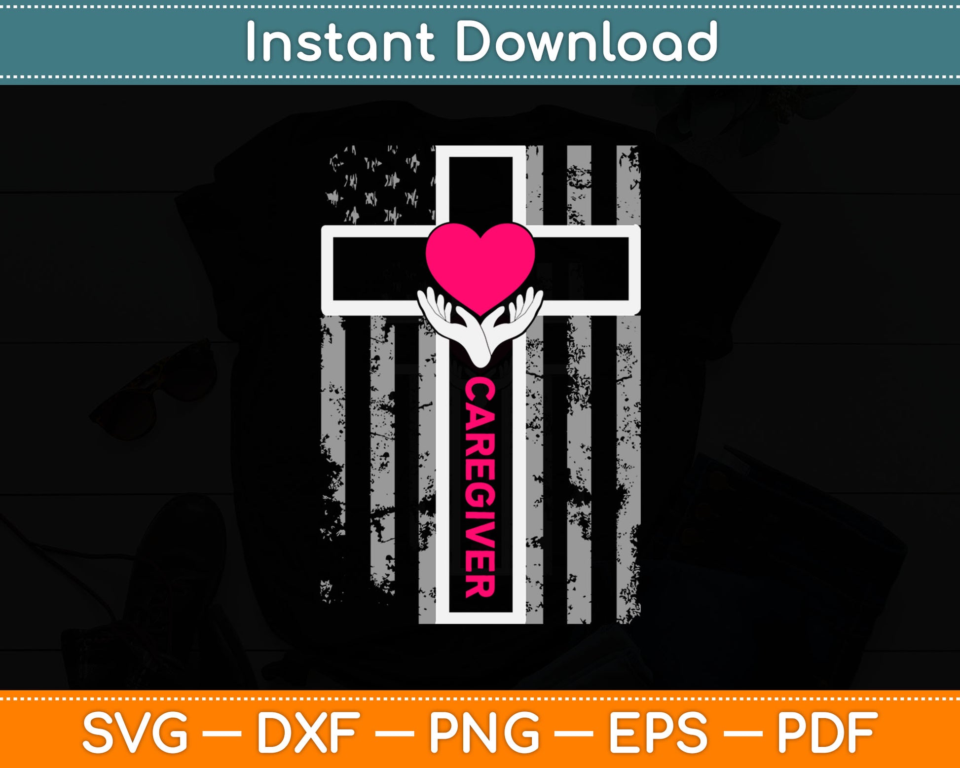 I Love Caregiver American Flag Svg Digital Cutting File