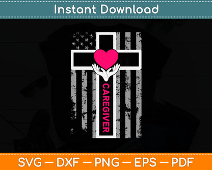 I Love Caregiver American Flag Svg Digital Cutting File