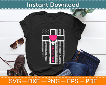 I Love Caregiver American Flag Svg Digital Cutting File