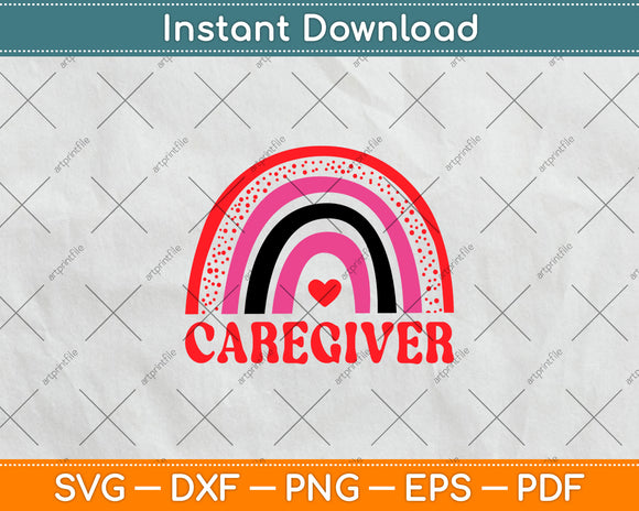 I Love Caregiver Rainbow Svg Digital Cutting File