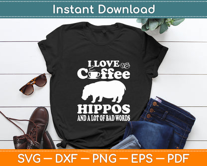 I Love Coffee Hippopotamus Zoo Animal Hippo Lover Wildlife Svg Png Dxf Cutting File