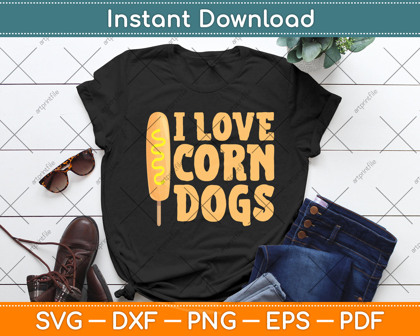 I Love Corn Dogs Svg Digital Cutting File