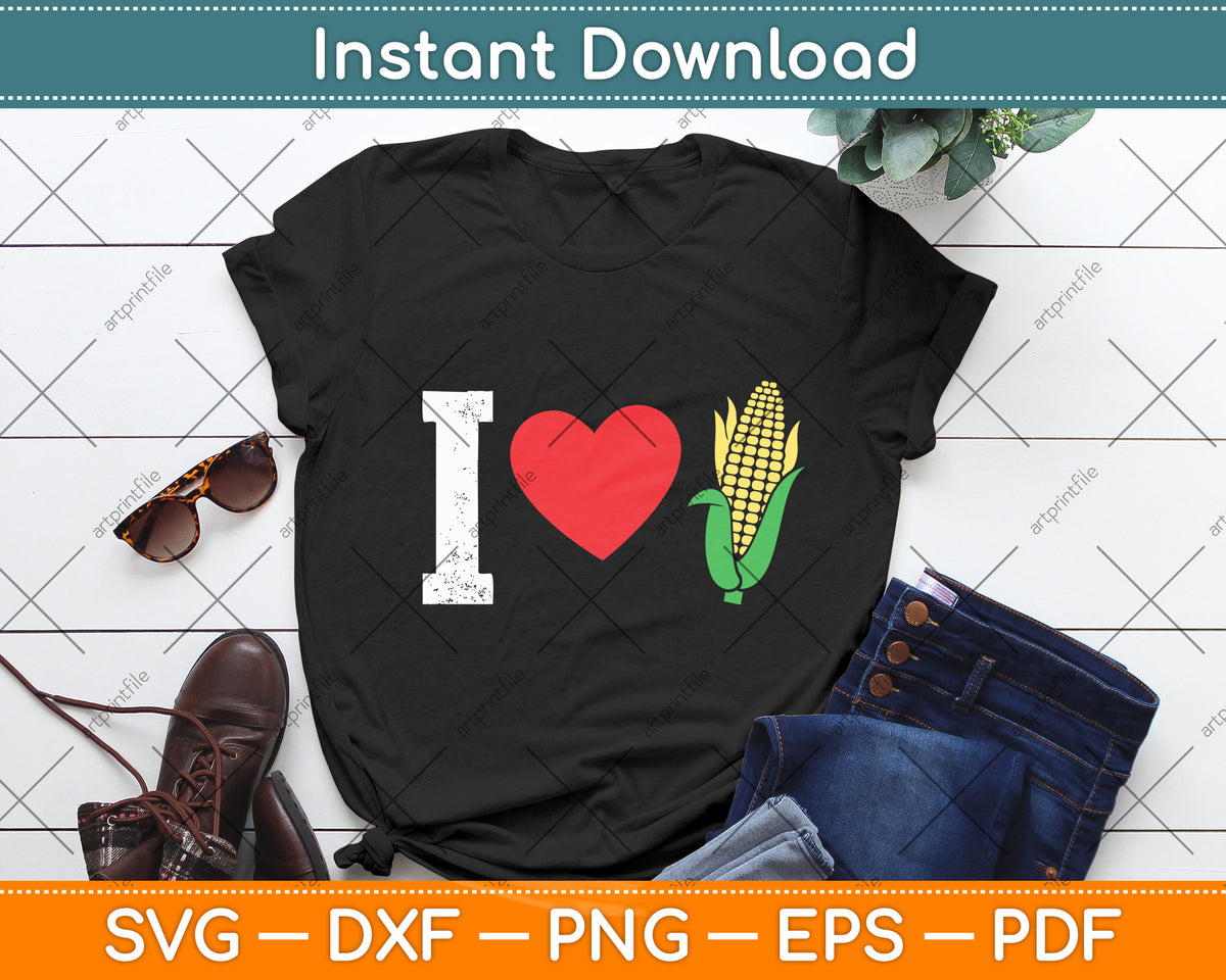 I Love Corn Svg Digital Cutting File