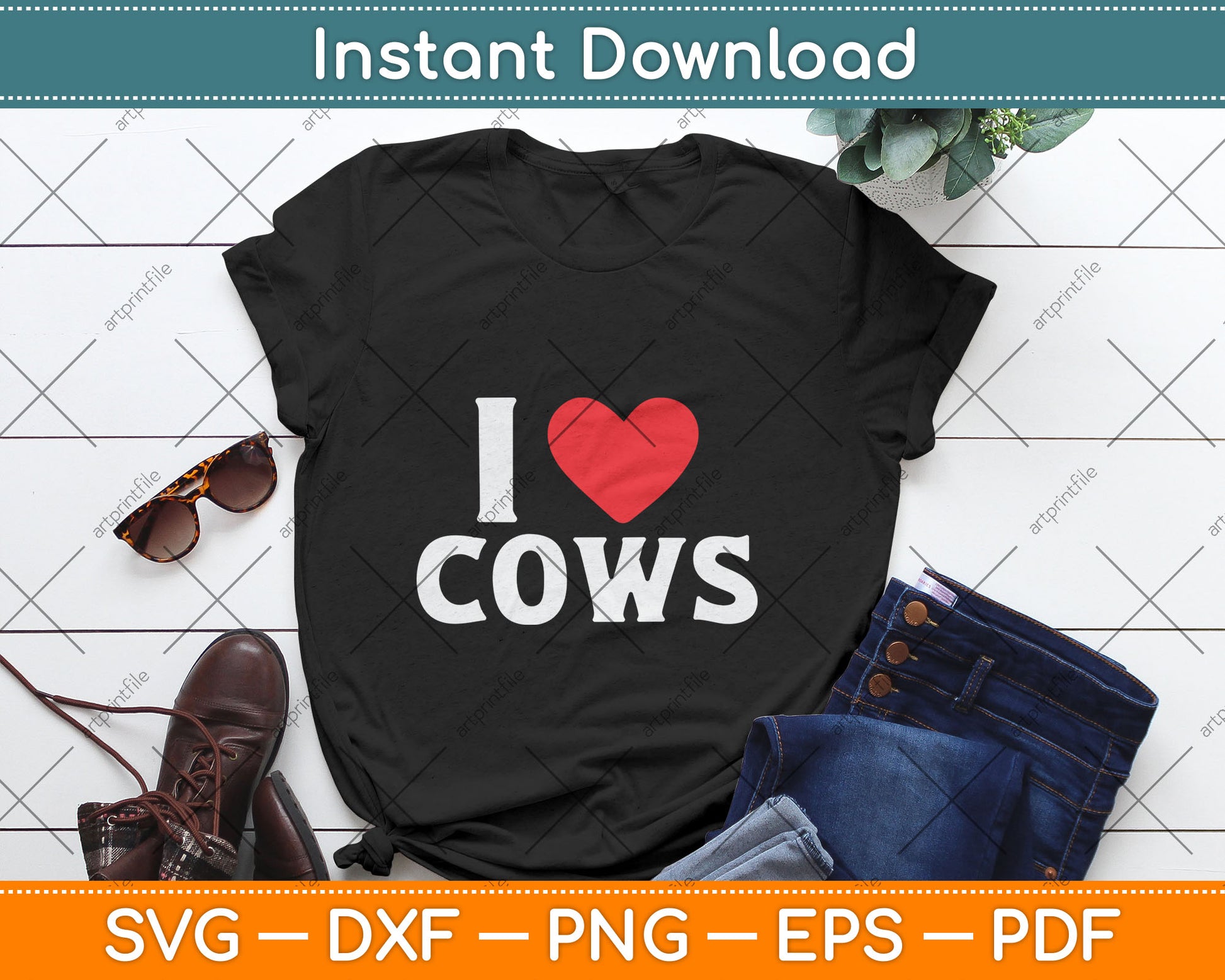 I Love Cows I Heart Cows Funny Farming Cow Lover Svg Digital Cutting File