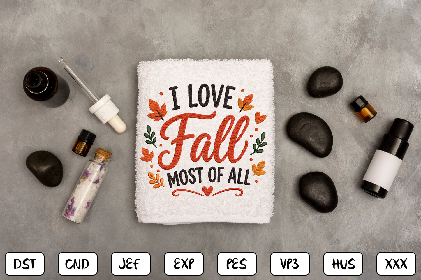 I Love Fall Most Of All Embroidery Design, Cute Autumn Machine Embroidery Pattern, Fall Embroidery Design