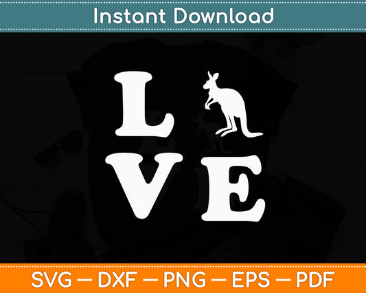 I Love Kangaroo Australia Pride Animal Svg Png Dxf Digital Cutting File