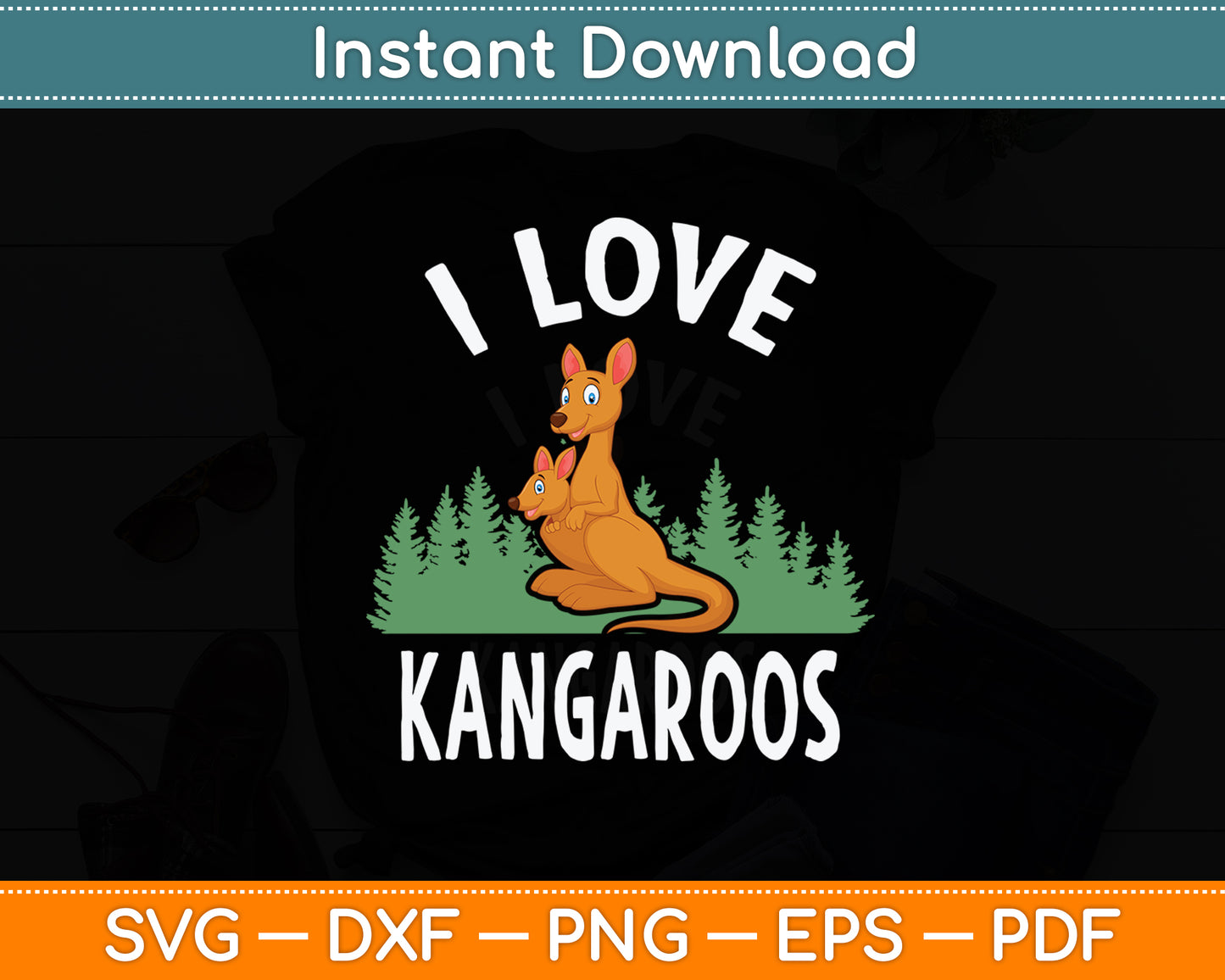 I Love Kangaroos Australia Lover Kangaroo Animal Svg Png Dxf Digital Cutting File
