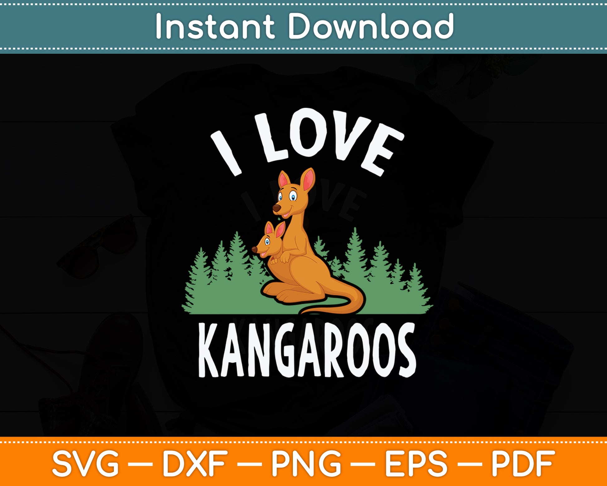 I Love Kangaroos Australia Lover Kangaroo Animal Svg Png Dxf Digital Cutting File