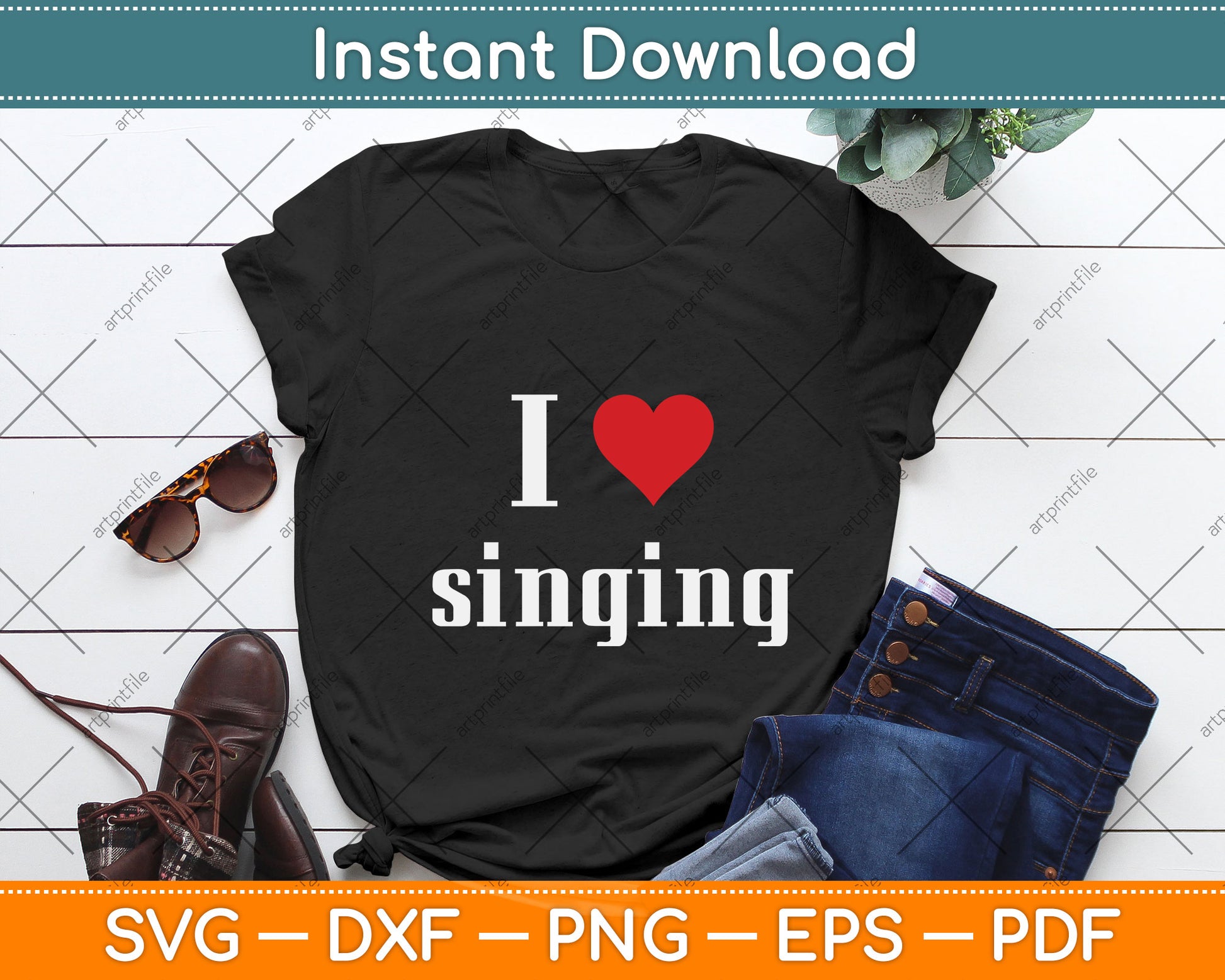 I Love Singing Svg Png Dxf Digital Cutting File