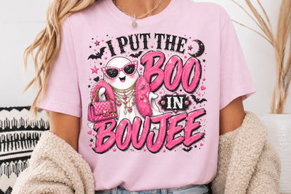 I Put The Boo In Boujee PNG Pink Halloween Ghost Sublimation Design