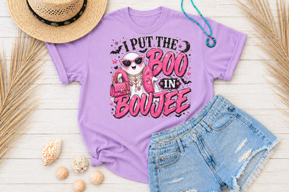 I Put The Boo In Boujee PNG Pink Halloween Ghost Sublimation Design
