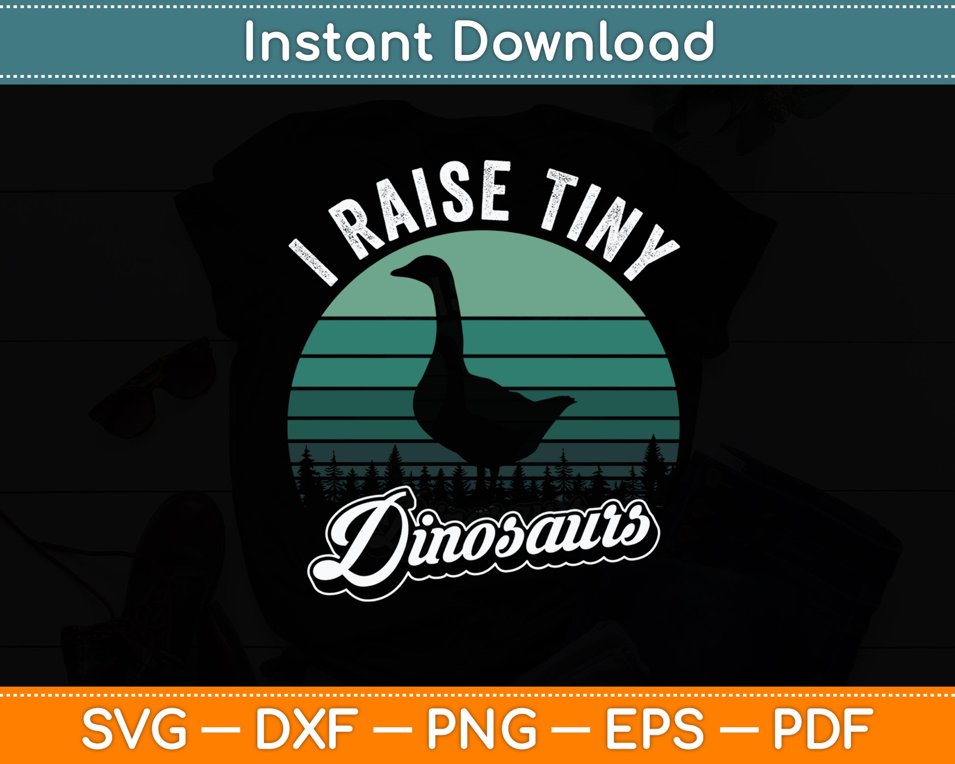I Raise Tiny Dinosaurs Duck Vintage Retro Duck Svg Png Dxf Digital Cutting File