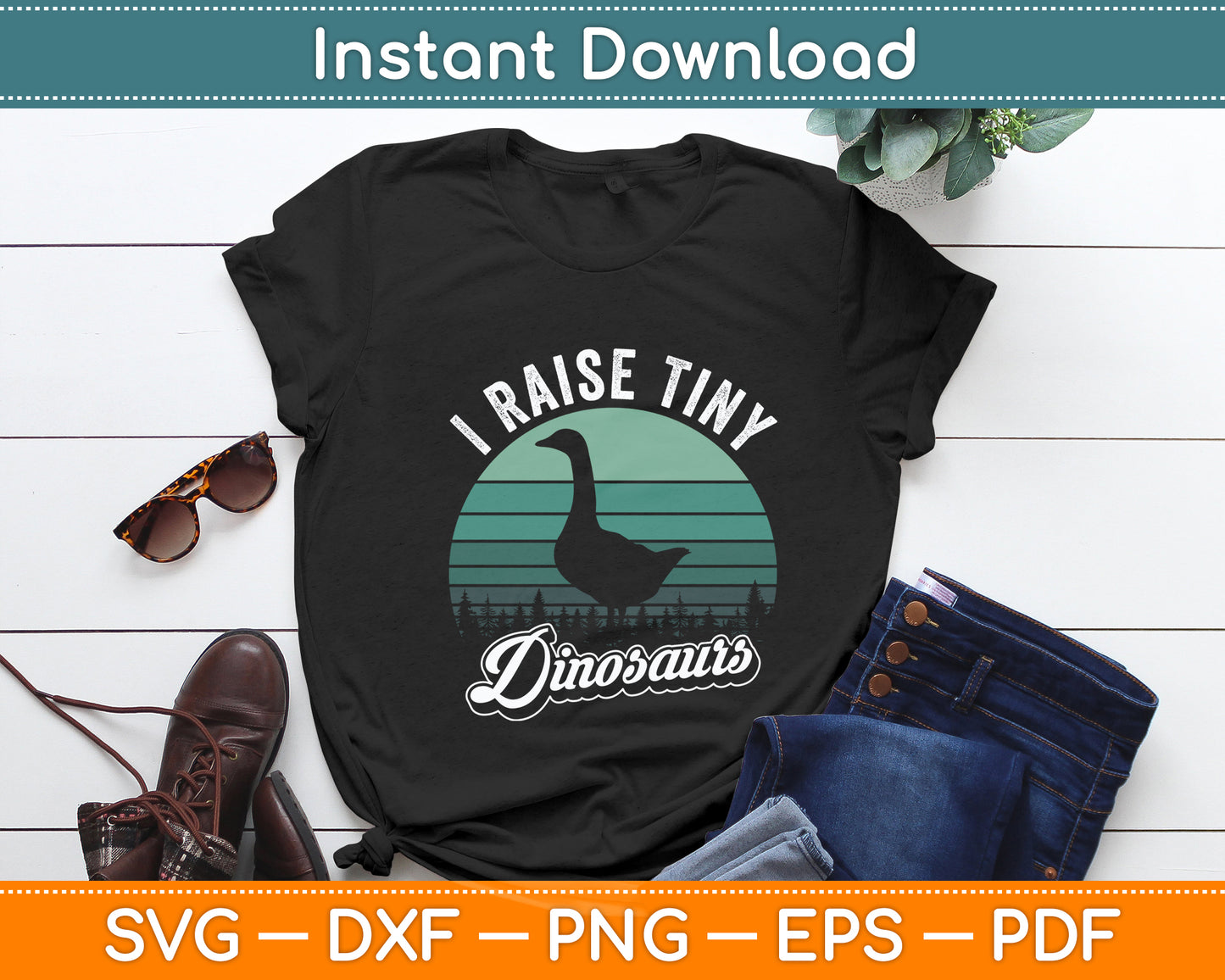 I Raise Tiny Dinosaurs Duck Vintage Retro Duck Svg Png Dxf Digital Cutting File