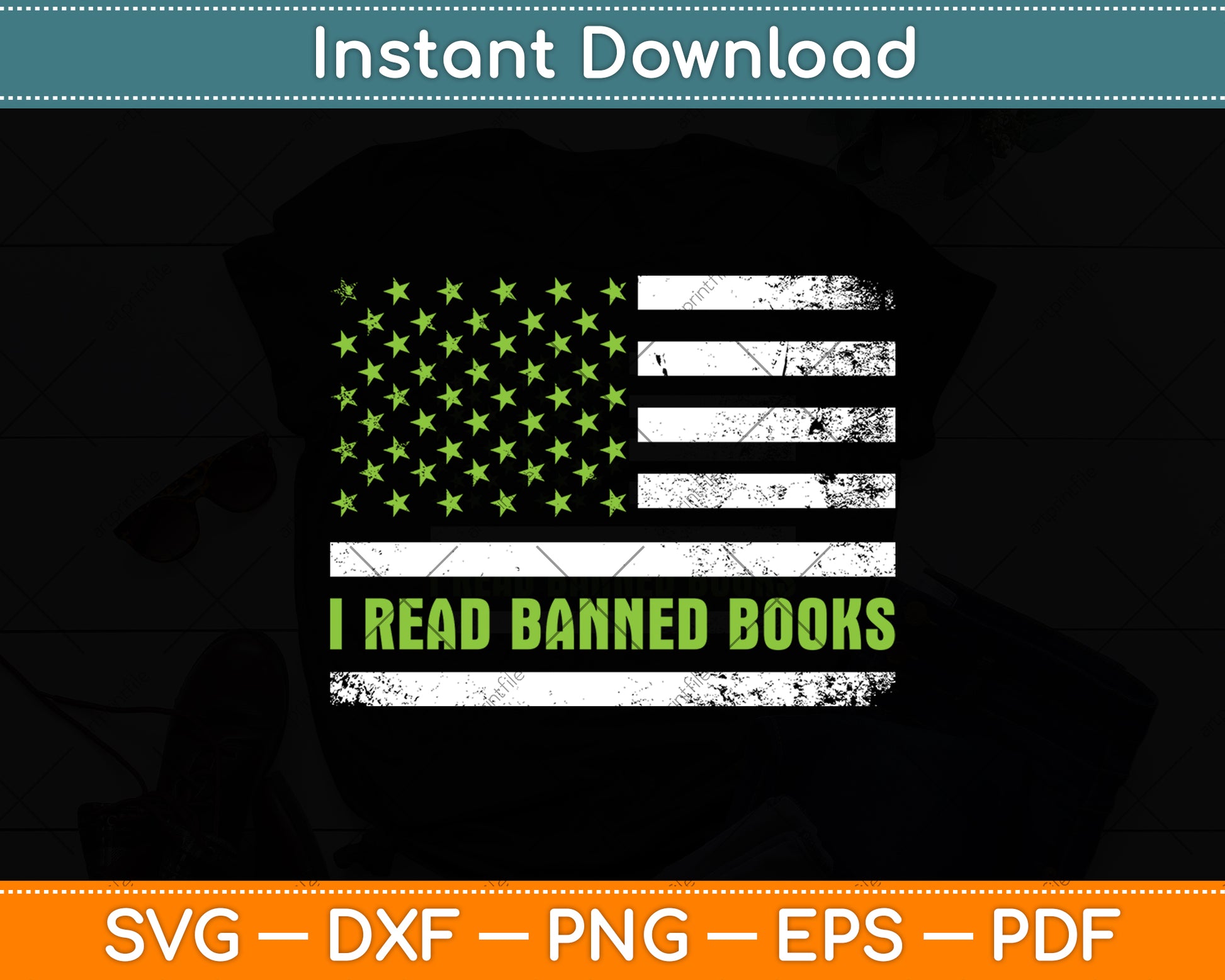 I Read Banned Books Retro Usa Flag Svg Digital Cutting File