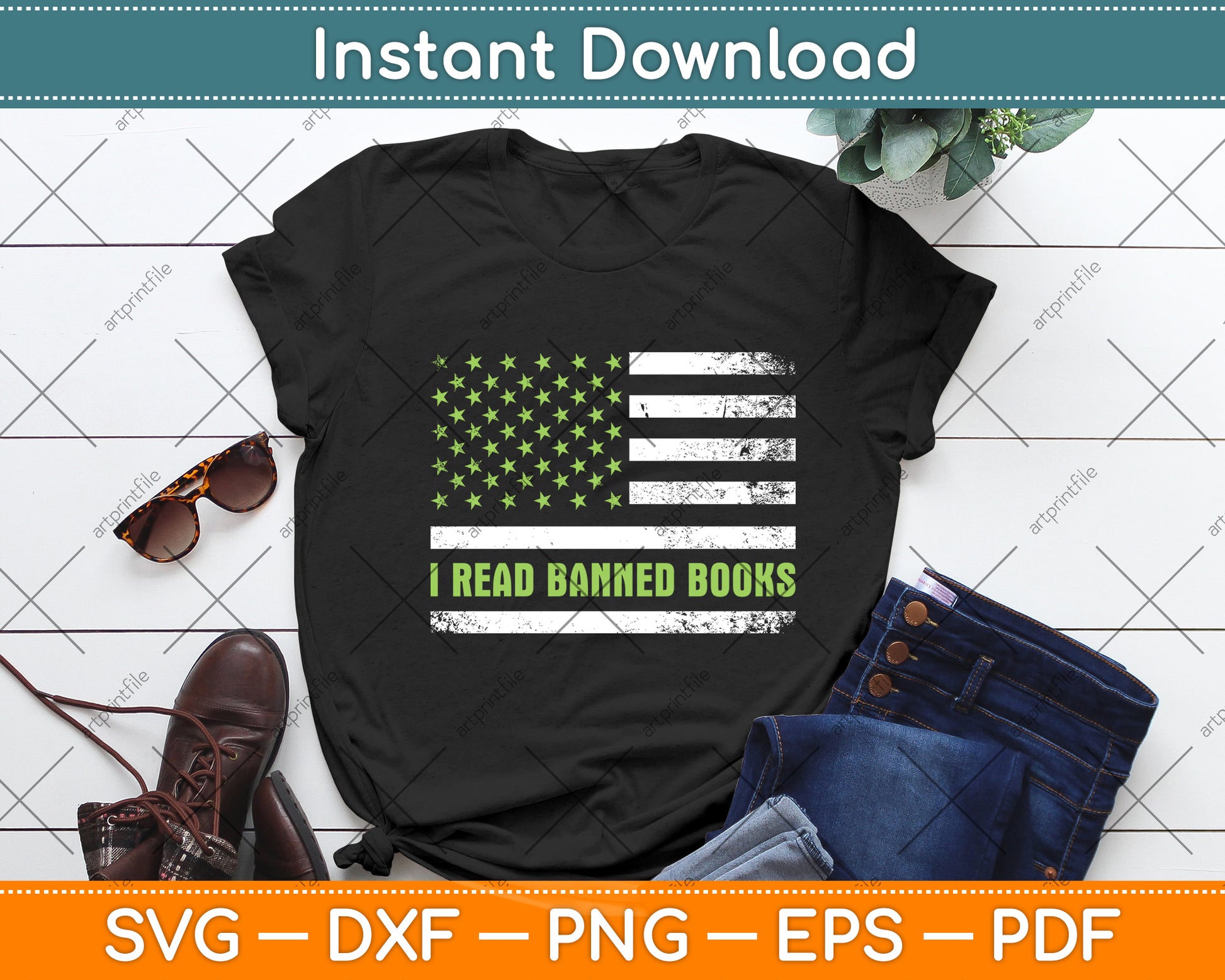 I Read Banned Books Retro Usa Flag Svg Digital Cutting File