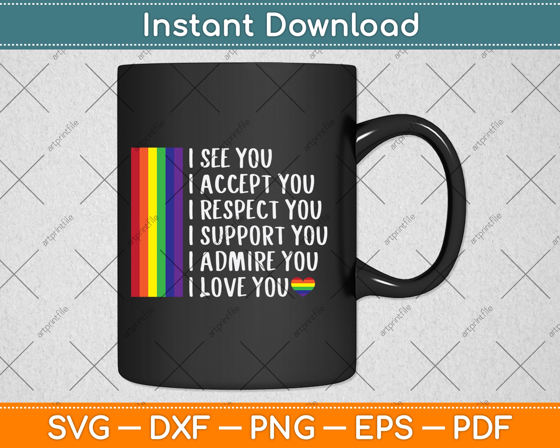 I See Love Accept You LGBTQ Men Women Gay Rainbow Pride Flag Svg Cutting File
