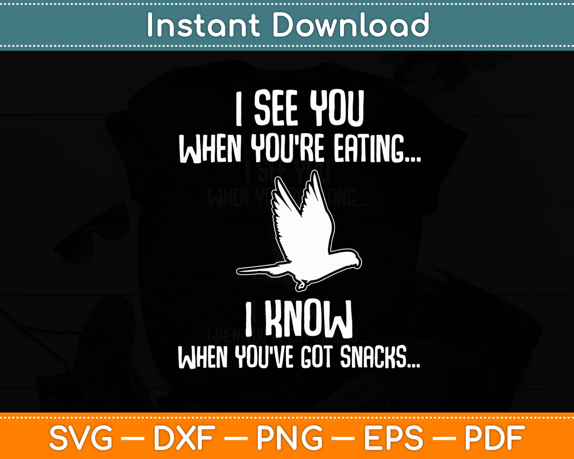 I See You When You're Eating Blue Quaker Parrot Svg Digital Cutting File