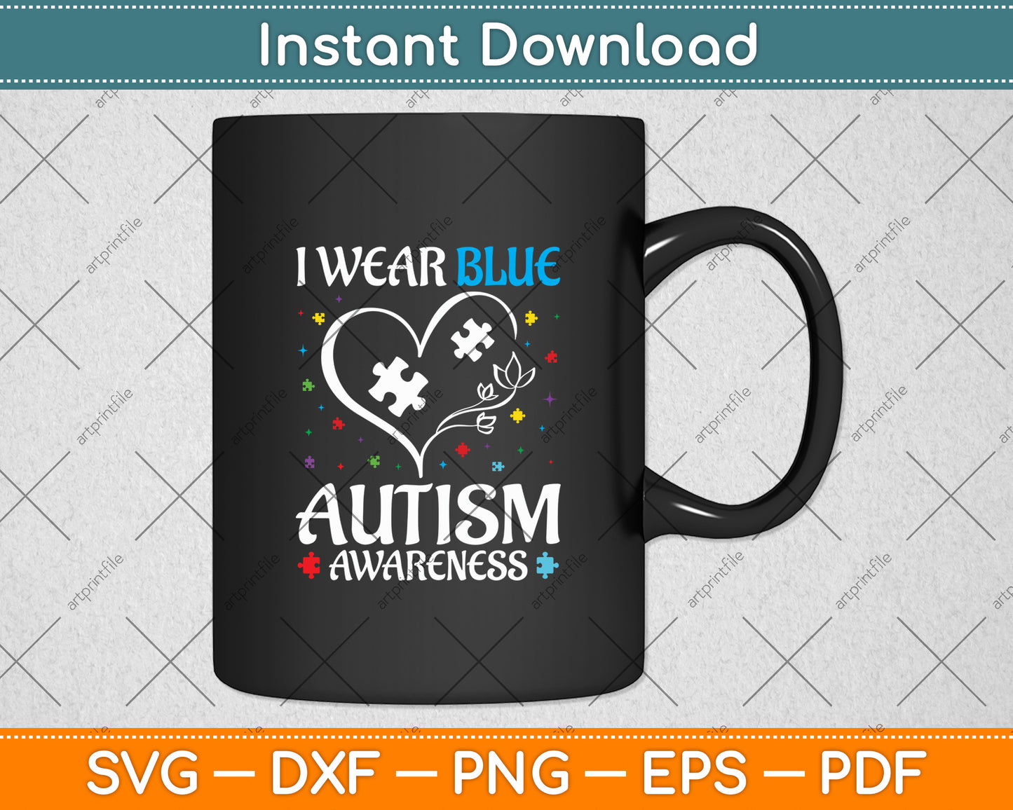 I Wear Blue Autism Awareness Svg Digital Cutting File