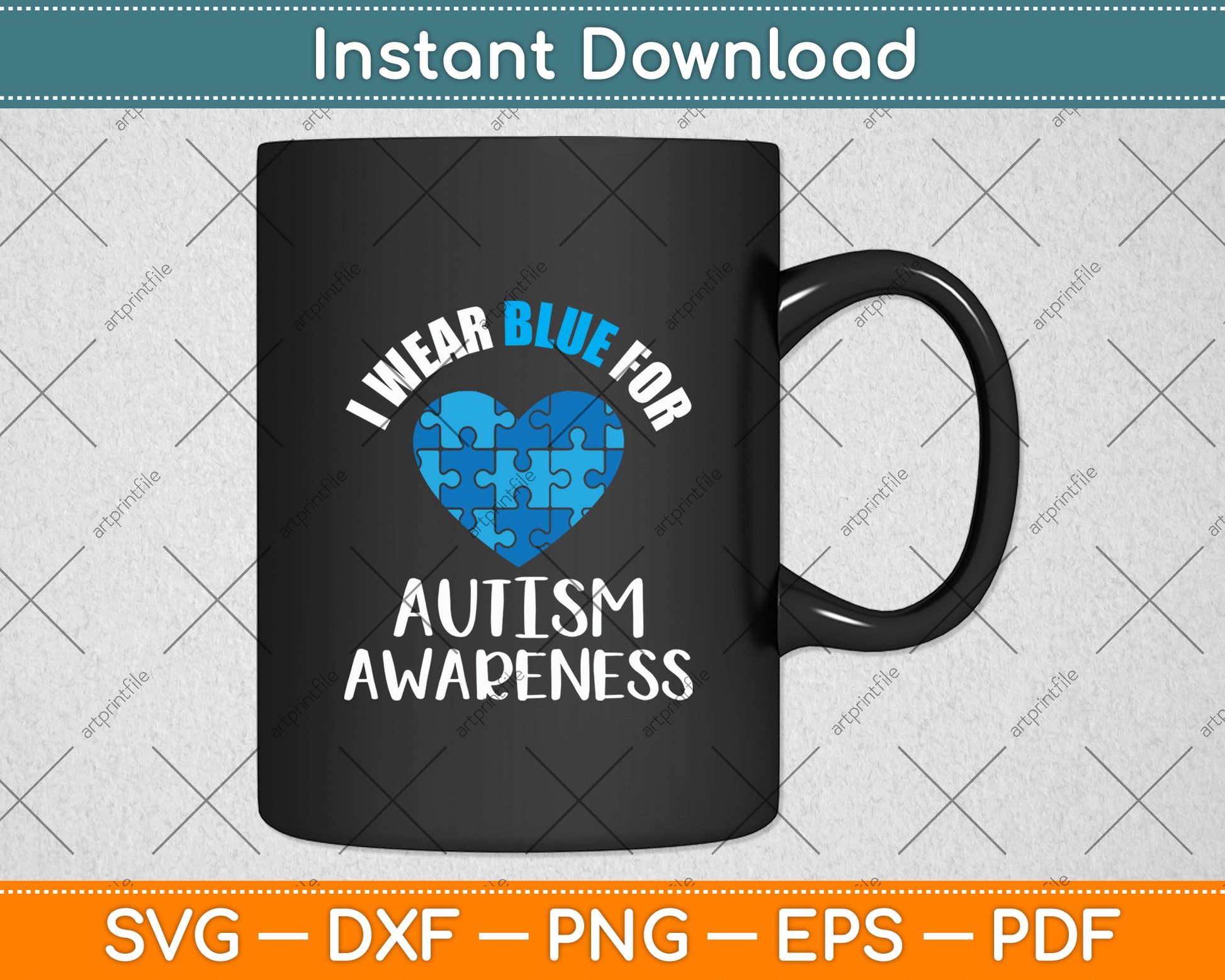 Heart I Wear Blue For My Son Autism Awareness Month Svg Digital Cutting File