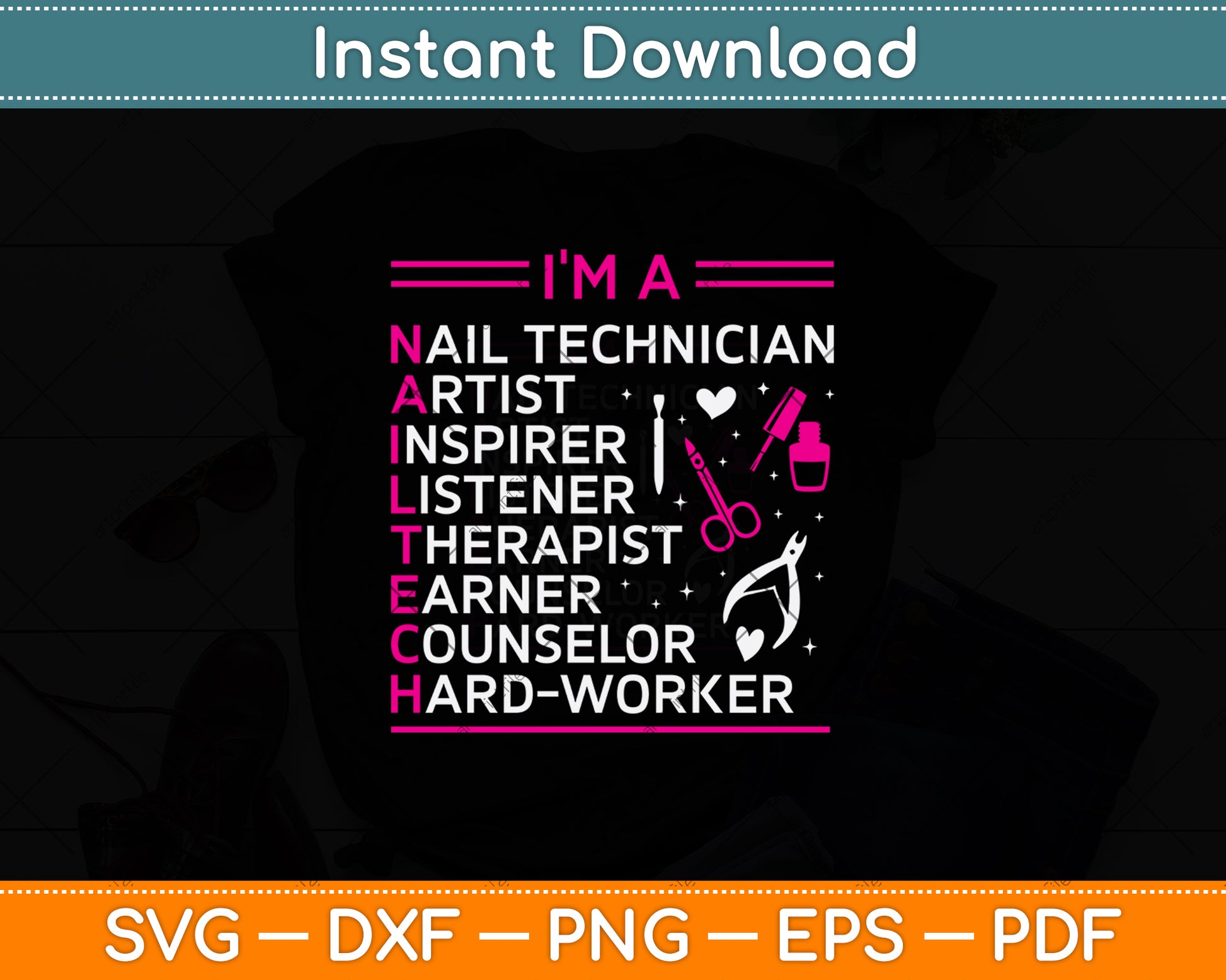 I'm A Nail Technician Artist Inspirer Listener Therapist Earner Svg Digital Cutting File