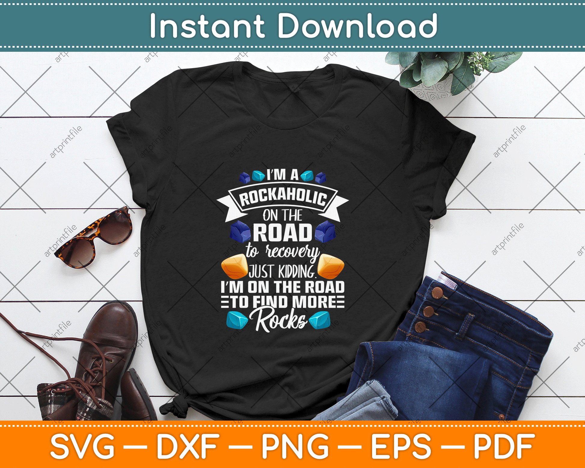 Funny Rockaholic Geology SVG Design for Rock Collector and Mineral Hunting T-Shirt Projects