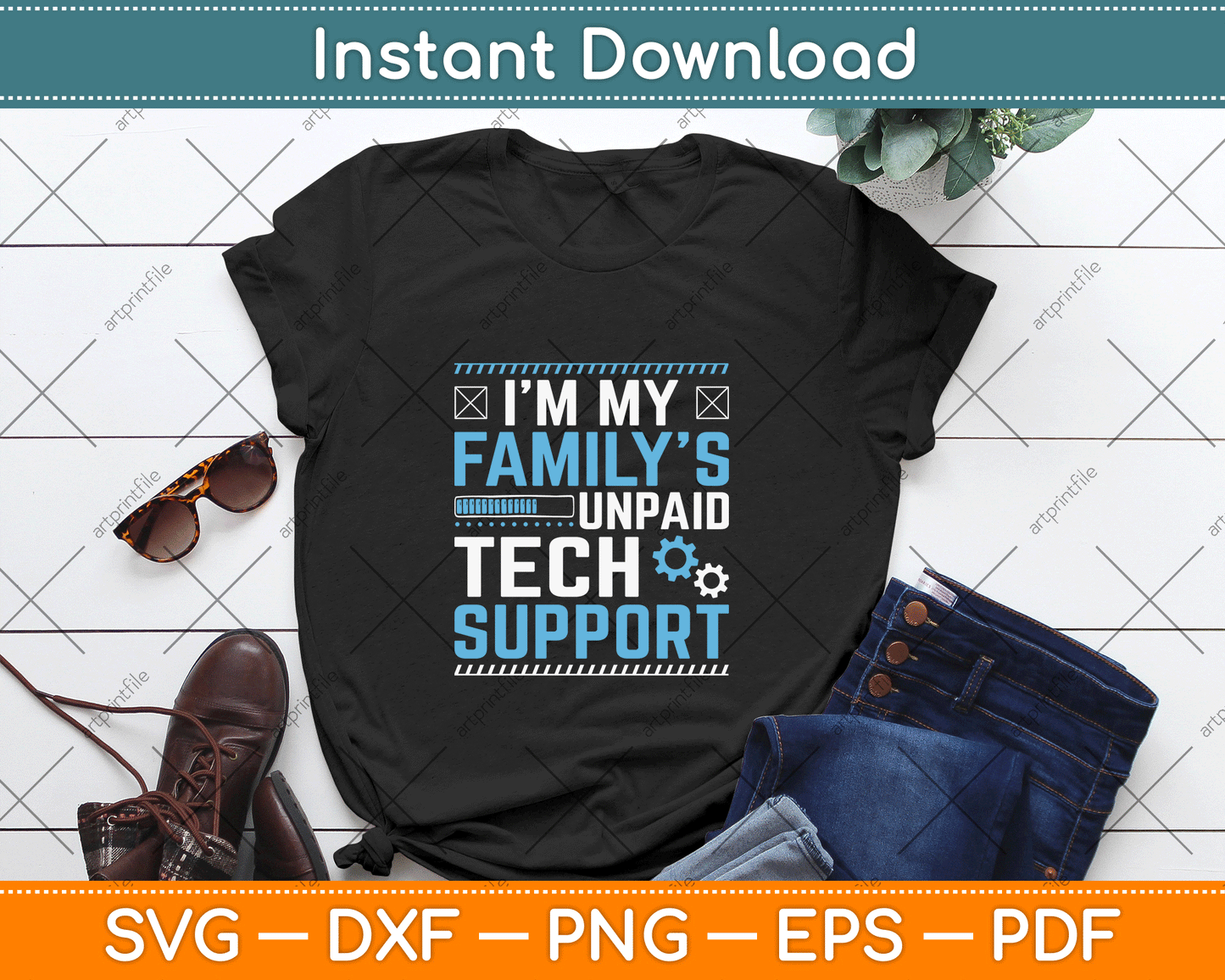 Funny I'm My Family's Unpaid Tech Support Svg Shirt Design