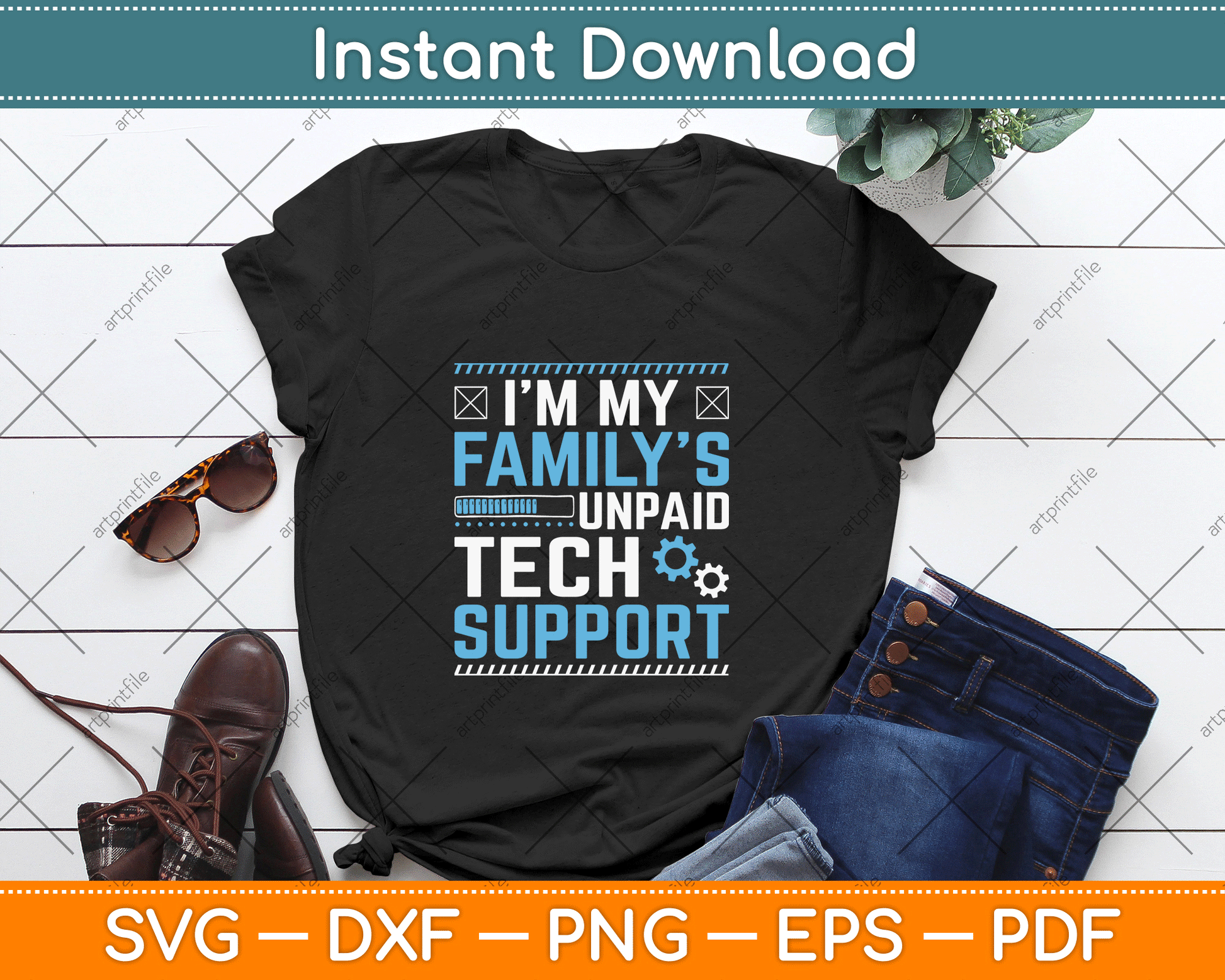 Funny I'm My Family's Unpaid Tech Support Svg Shirt Design
