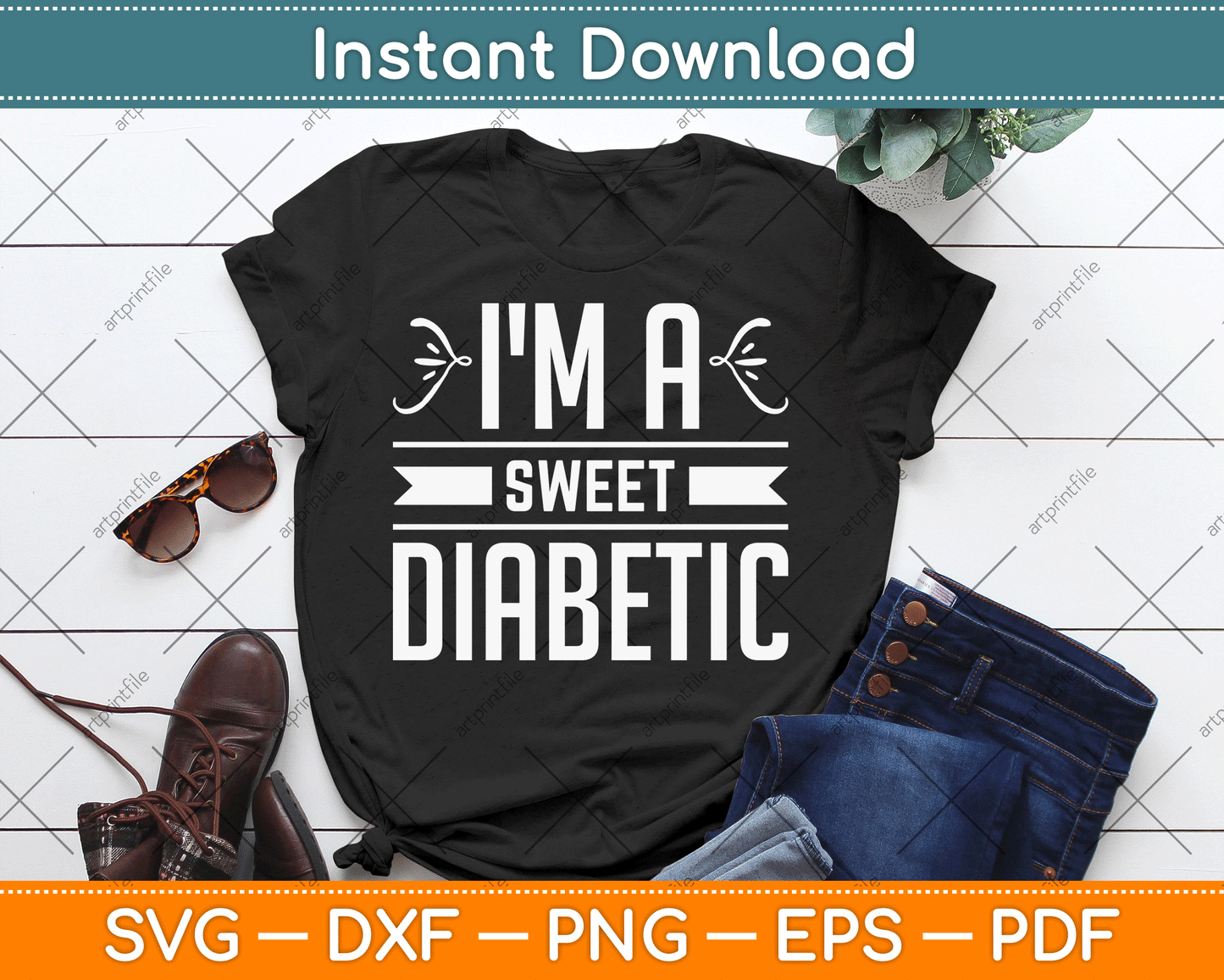 I'm A Sweet Diabetic Awareness Insulin Diabetes Blood Sugar SVG Digital Cutting File