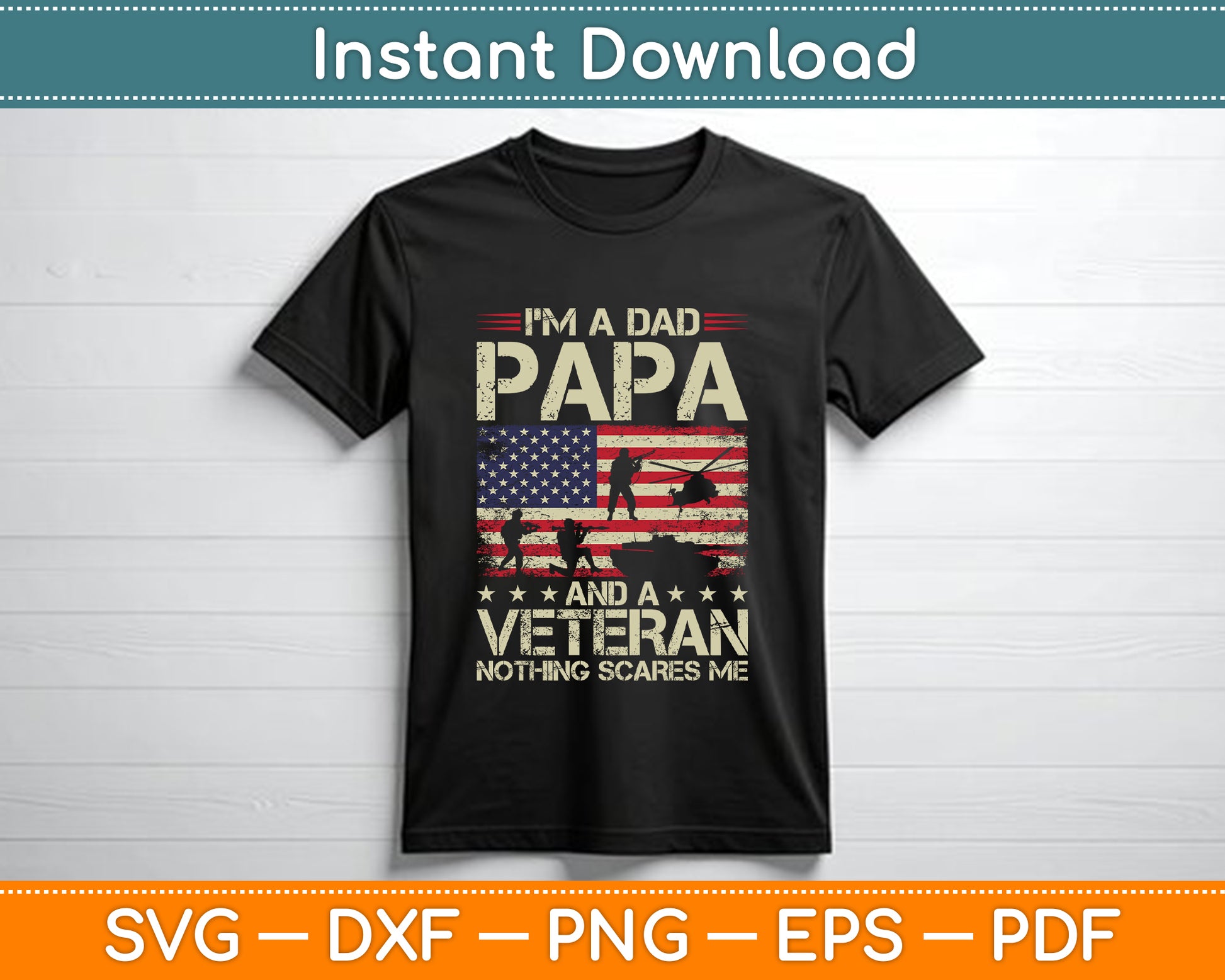 I'm A Dad Papa and Veteran Funny Retro Dad Papa Grandpa Shirt Design