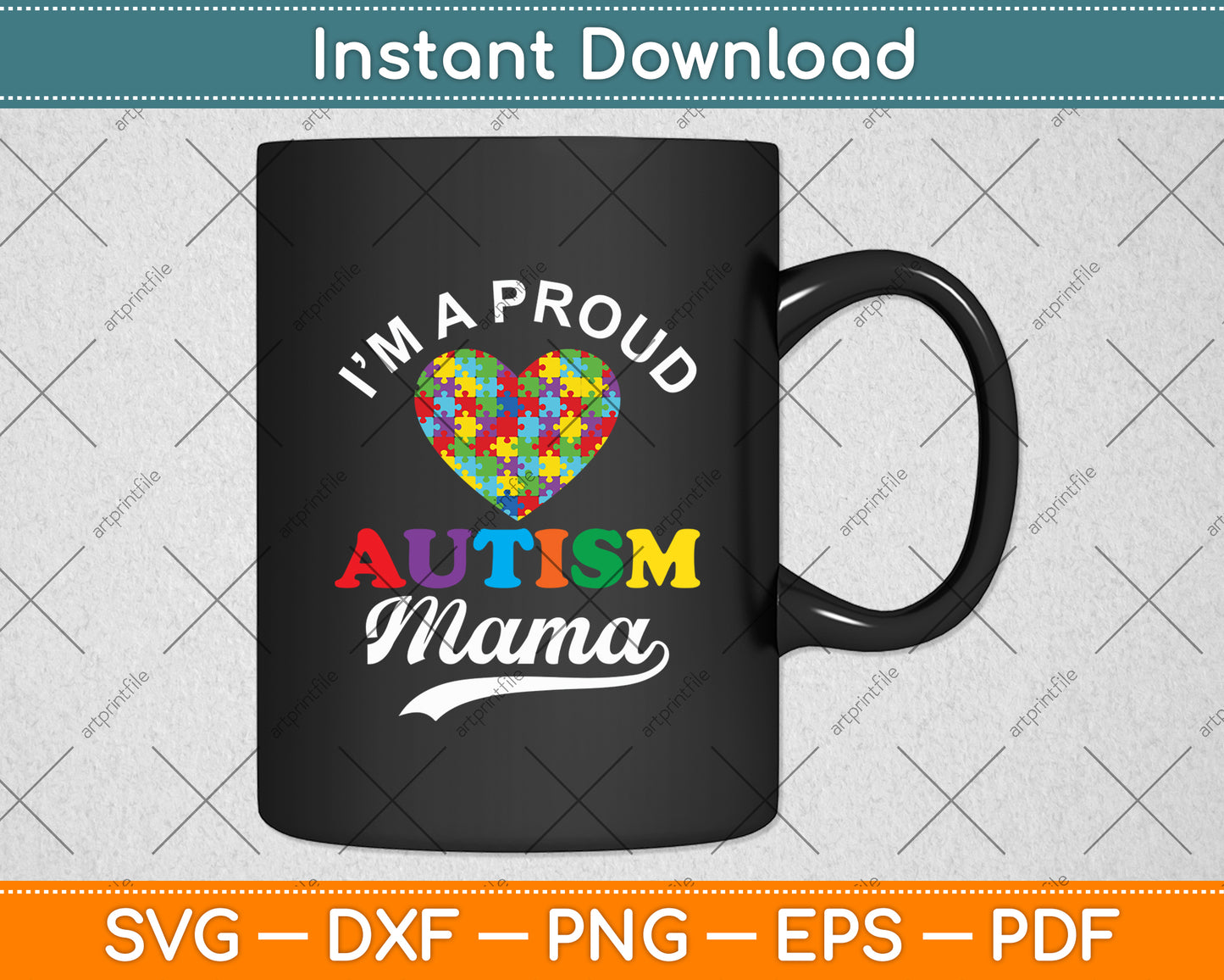 I'm A Proud Mama Autism Awareness Heart Autistic Svg Digital Cutting File