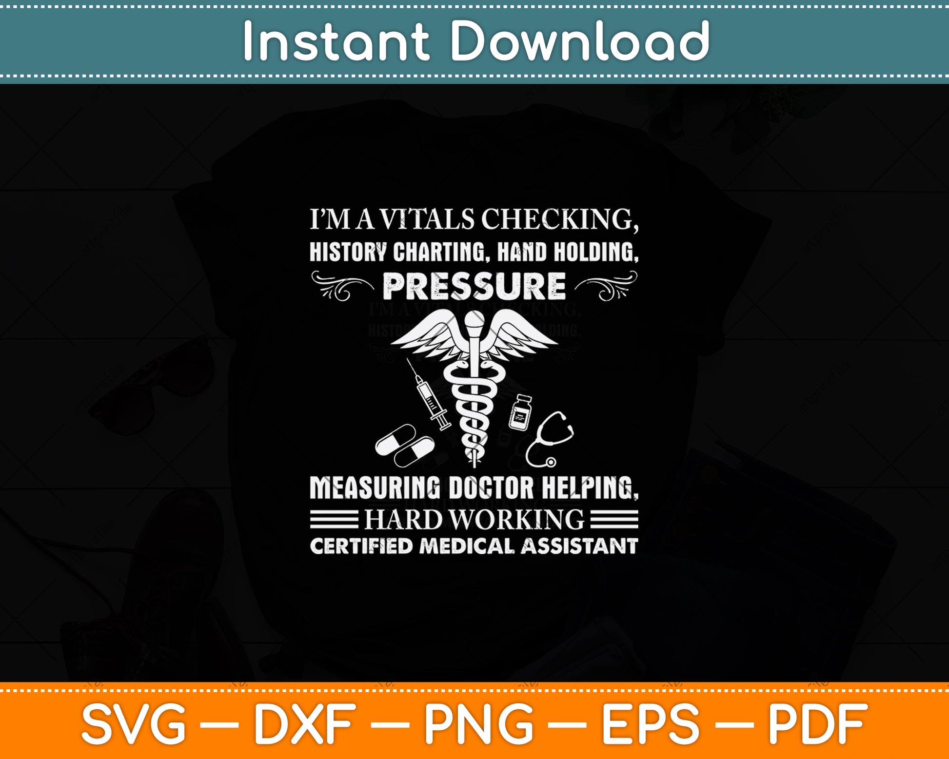 I’m A Vitals Checking History Charting Hand Nurse Svg Png Dxf Digital Cutting File