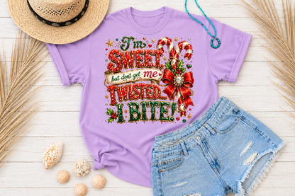 I'm Sweet But Don't Get Me Twisted I Bite PNG Christmas Candy Cane Sublimation