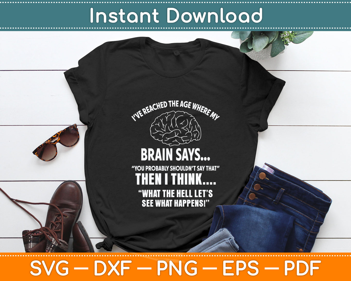 I've Reached The Age Where My Brain Says Senior Citizen Svg Digital Cutting File