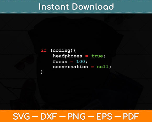 If Coding Headphones Focus Joke Programming Funny Svg Digital Cutting File