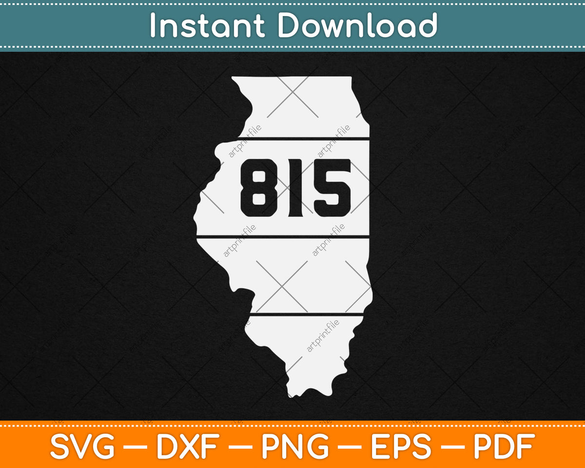815 Country Code Illinois Retro Local Map Heart Area Code 815 Svg Digital Cutting File ...