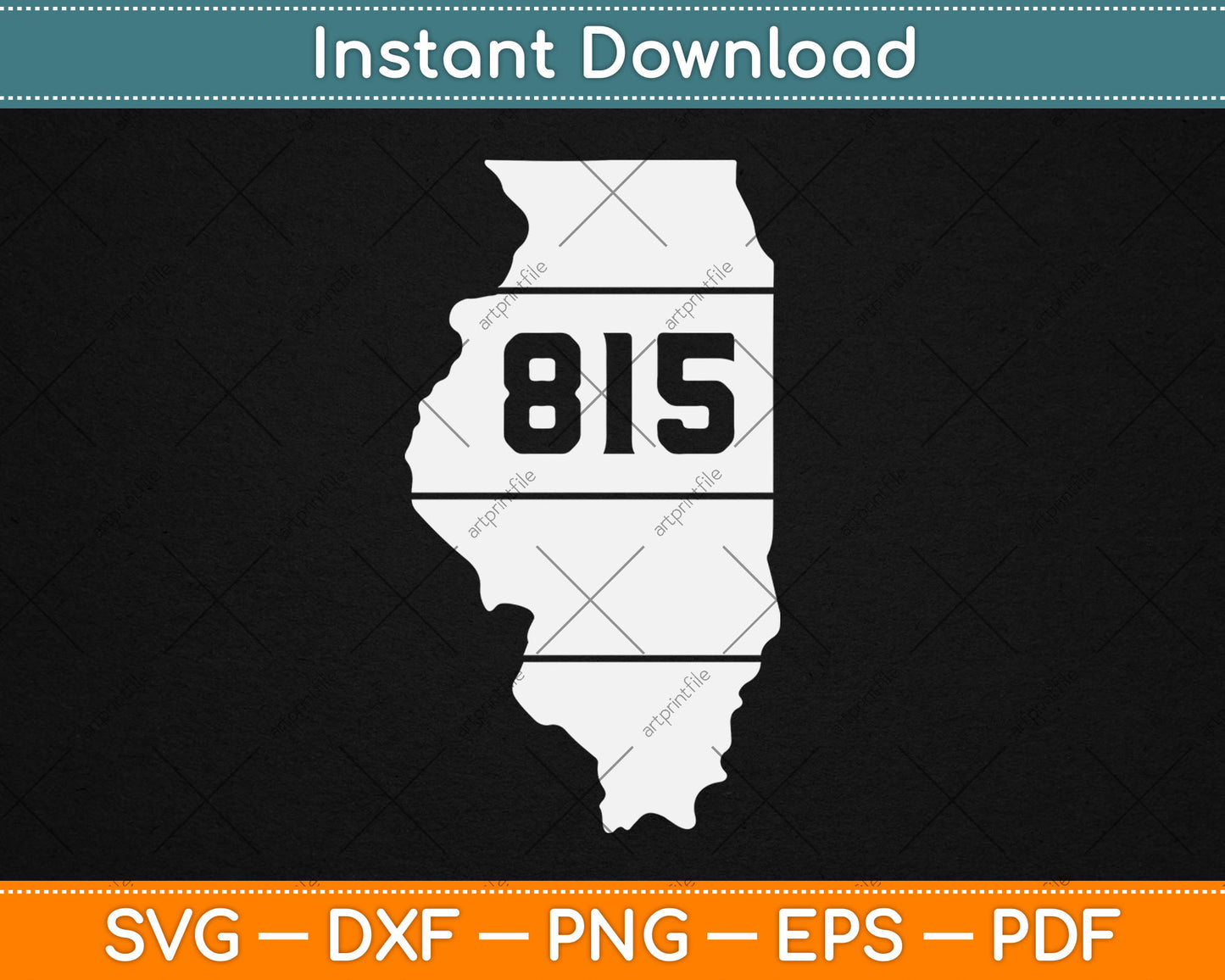 Illinois Retro Local Map Heart Area Code 815 Svg Digital Cutting File