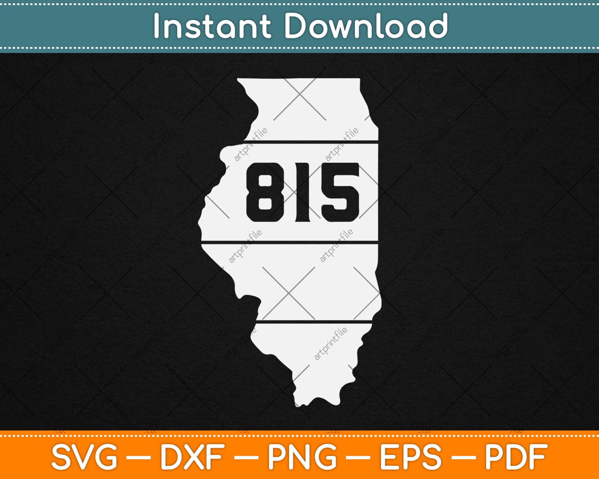 Illinois Retro Local Map Heart Area Code 815 Svg Digital Cutting File