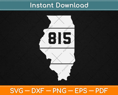 Illinois Retro Local Map Heart Area Code 815 Svg Digital Cutting File