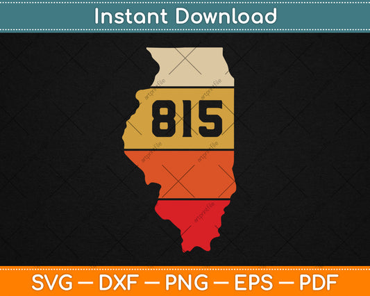 Illinois Retro Local Map Heart Area Code 815 Vintage Svg Digital Cutting File