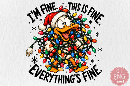 I'm Fine Everything Is Fine Duck Christmas PNG
